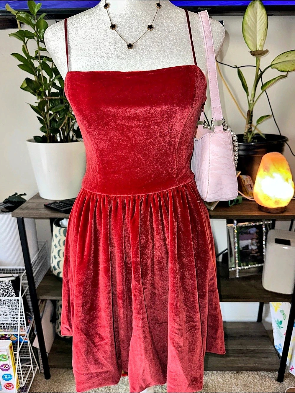 Abercrombie & Fitch Red Velvet Bubble Hem Mini Dress (Size SP)